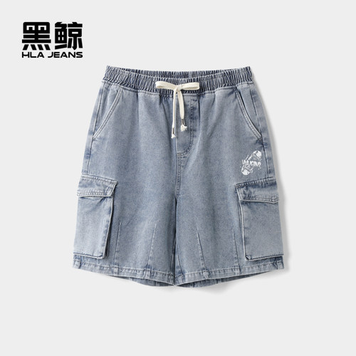 腰间抽绳 直筒版型 工装贴袋