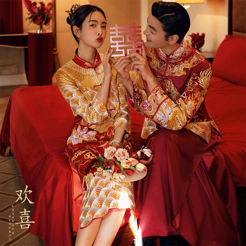 秀禾服旗袍2023年新款明星同款中式新娘结婚礼服龙凤褂秀禾嫁衣夏