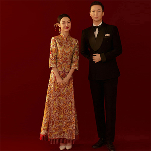 褂皇龙凤褂嫁衣重工2023新款中式新娘结婚礼服裙褂直筒秀和服夏季