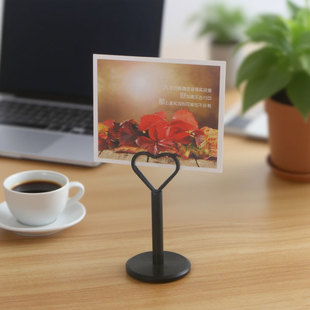 金属菜牌展示牌架菜品标签夹广告立牌创意照片夹酒店婚庆桌号夹