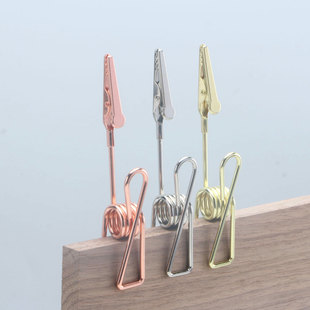 批发尖嘴夹金属镂空彩色创意金属小鱼夹迷你双头便签夹子电脑屏幕