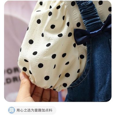 女童连衣裙夏装2023新款公主风牛仔背带裙洋气套装公主裙两件套薄