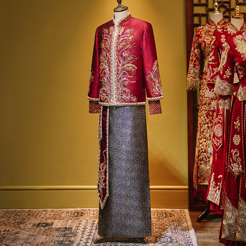 男装秀禾服2022夏季新款中式结婚新郎龙凤褂大码唐装敬酒接亲礼服