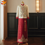 香槟色男士秀禾服2023新款新郎中式礼服结婚唐装敬酒接亲大码秀和