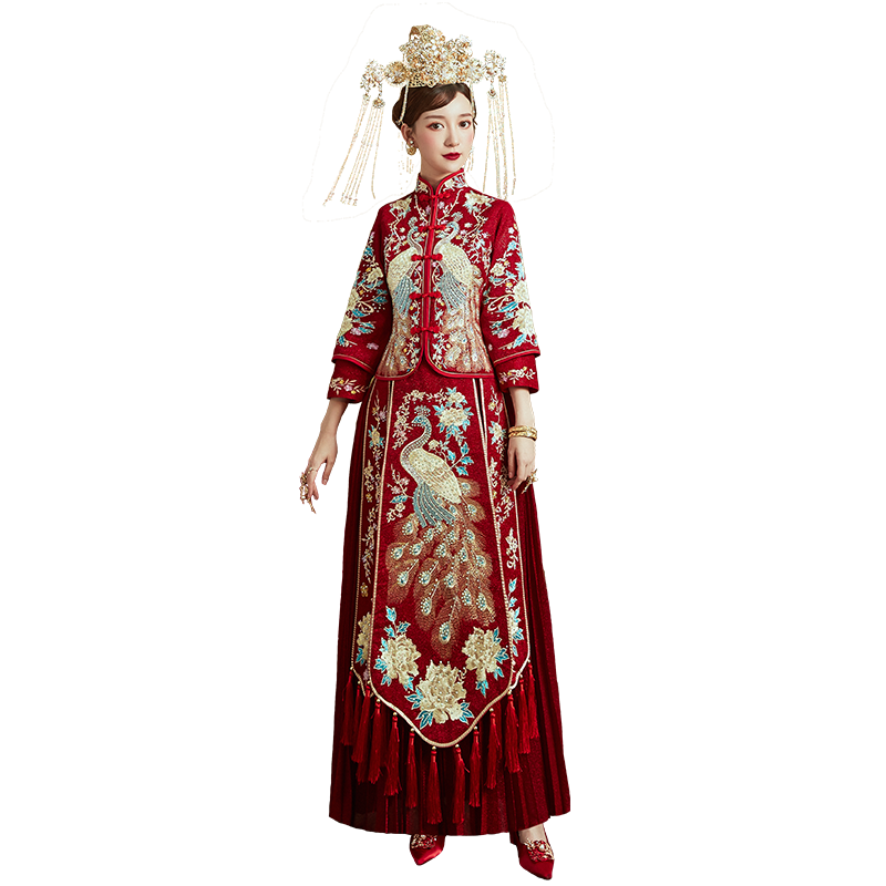 中式风婚纱凤冠霞帔秀禾服新娘