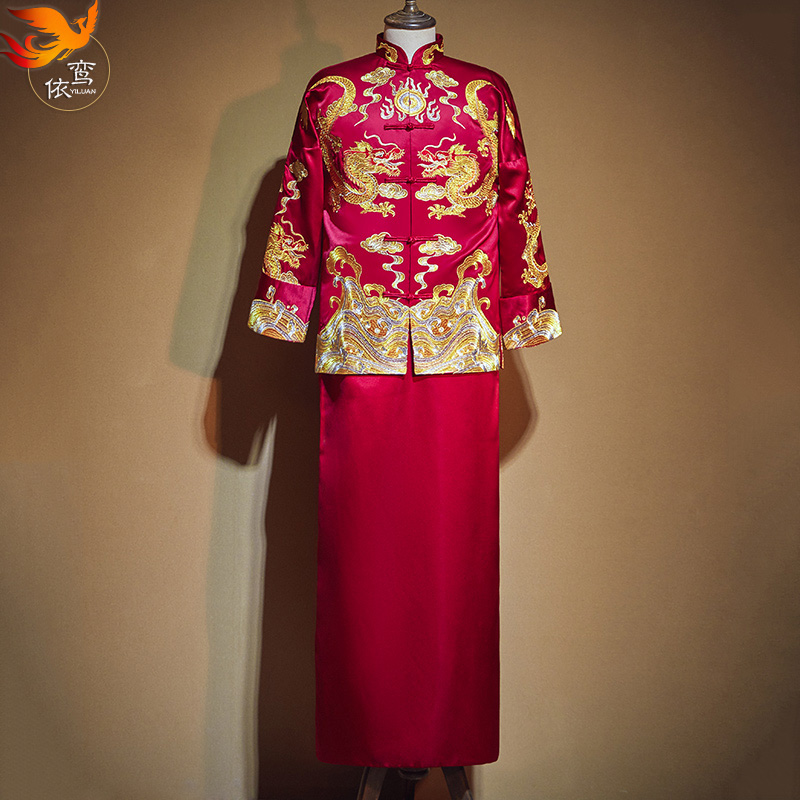 清仓秀禾服男装2023新款中式礼服新郎结婚唐装婚服古装大码龙凤褂