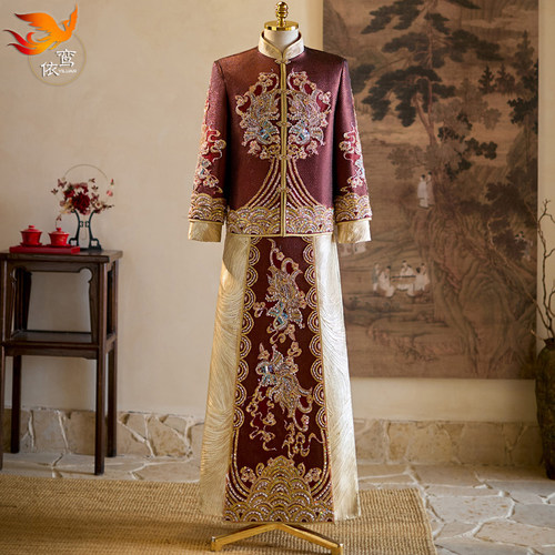 秀禾服男士2025新款接亲中式敬酒服龙凤褂新郎结婚高级礼服秀和服