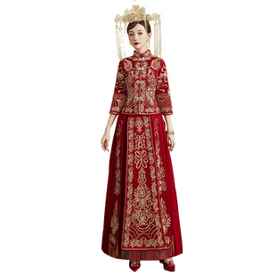 新娘秀禾服冬季新款结婚敬酒服端庄显瘦中式婚纱礼服中国风嫁衣女