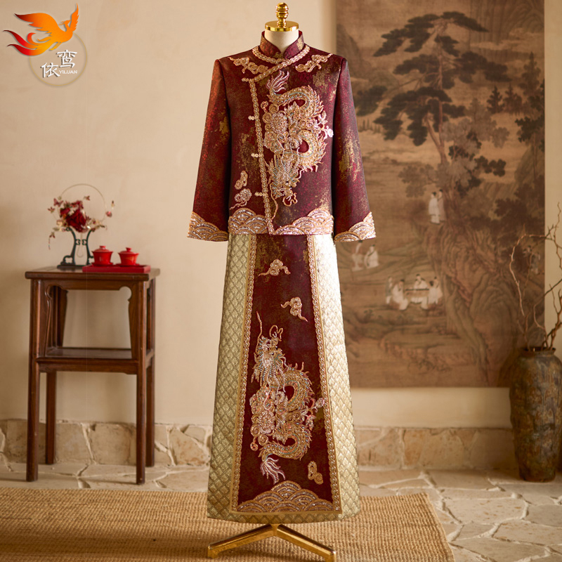 秀禾服男士2025新款高级新郎中式结婚唐装接亲敬酒服大码龙凤褂男