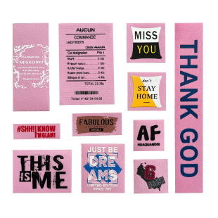 饰 布标签T恤包帽子装 粉色系时尚 英文字母方形衣服补丁布贴缝纫款