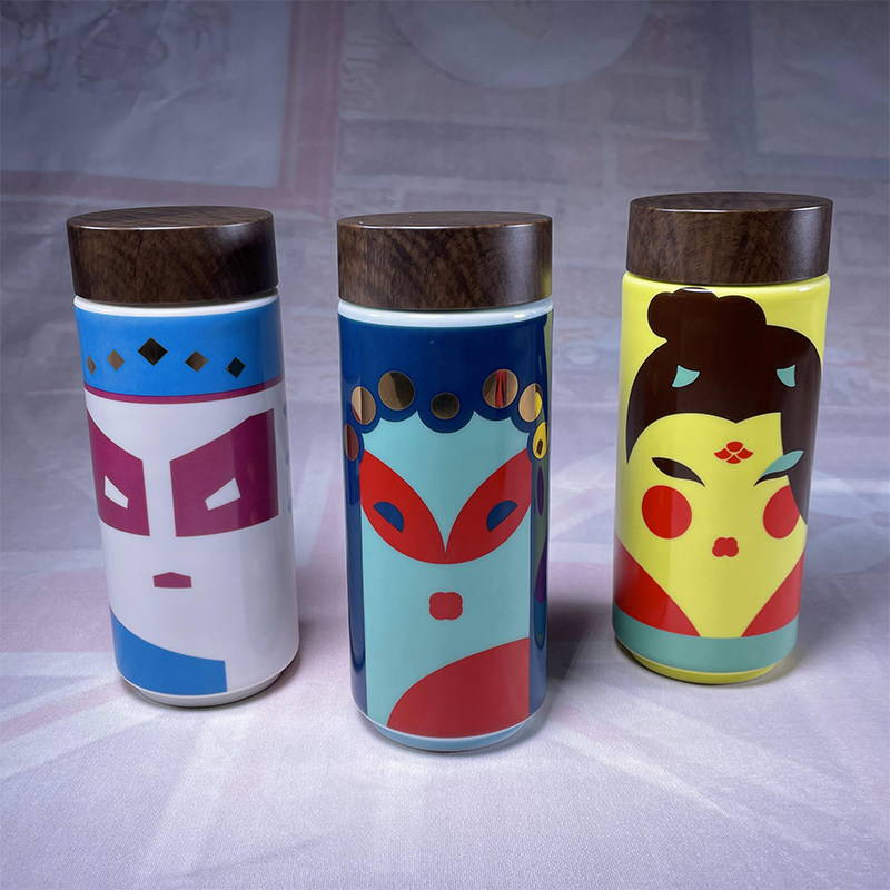 乾唐轩 活瓷杯 脸谱系列随身杯双层330毫升中式戏剧文化传统文化,餐饮具,随手杯,淘宝优惠券,粉丝福利购,淘宝优惠卷