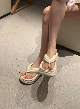 巨好看的人字拖女宿舍外穿防滑2026新款厚底海边沙滩eva夹脚拖鞋