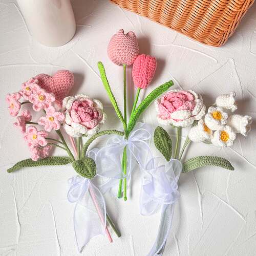 New handmade wool knitting simulation rose forget-me-not
