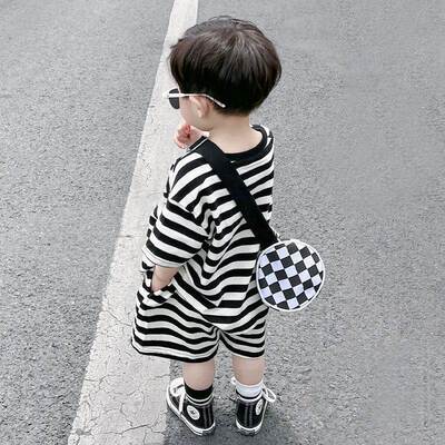 Handsome Boys Summer Clothes 2025 New Suit Stripesd Baby