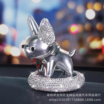 Car decoration Diamond-embedded dog shaking head doll lucky