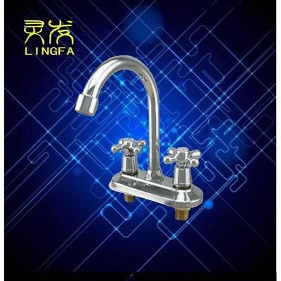 Double-handle double-hole copper washbasin faucet hot and