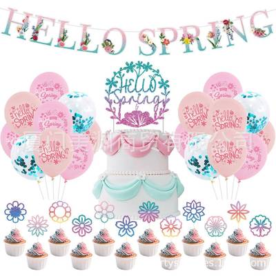 New Hello Spring Theme Party Decoration Supplies Spring