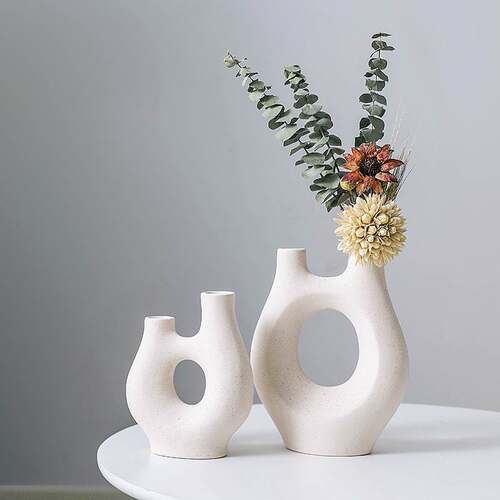 Nordic style ceramic plain embryo vase dried flower holder
