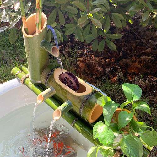 Water Tank Bamboo Water Flow Device Wool Bamboo Tube Art