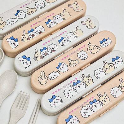 chiikawa tableware cute giika wow chopsticks spoon fork