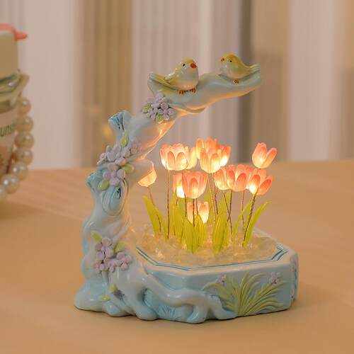 Handmade Flower and Bird Tulip Night Light Bedroom