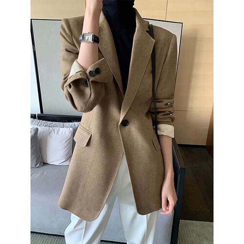 2025 Spring New Casual Wool Suit Jacket Women's Design