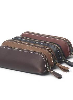 Factory Wholesale New Men's Genuine Leather Zipper Pencil