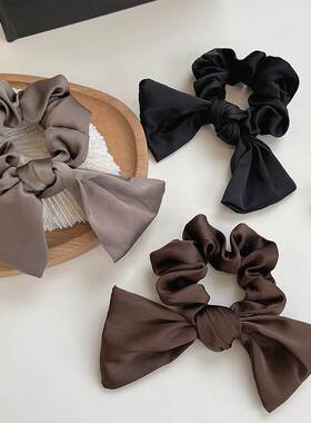 Black Bow Headwear Satin Bowel Back of Head Hair Ring High