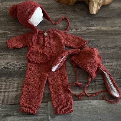 Newborn Photography props 2025 retro red jumpsuit romper