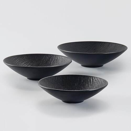 melamine black shallow bowl hat with pointed bottom salad