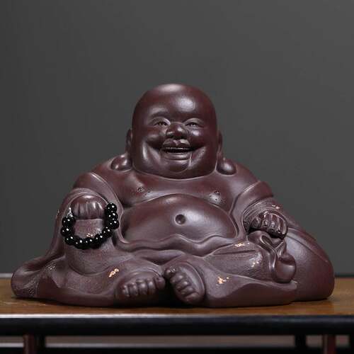 Yixing raw ore purple sand tea pet Buddha decoration
