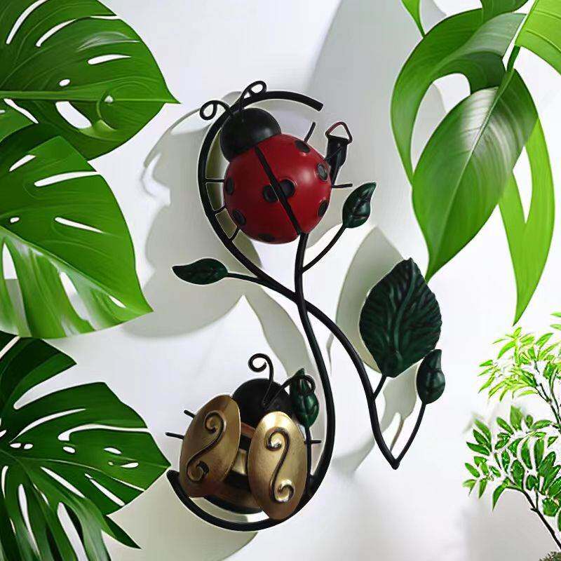 Iron wall hanging bee ladybug decoration living room