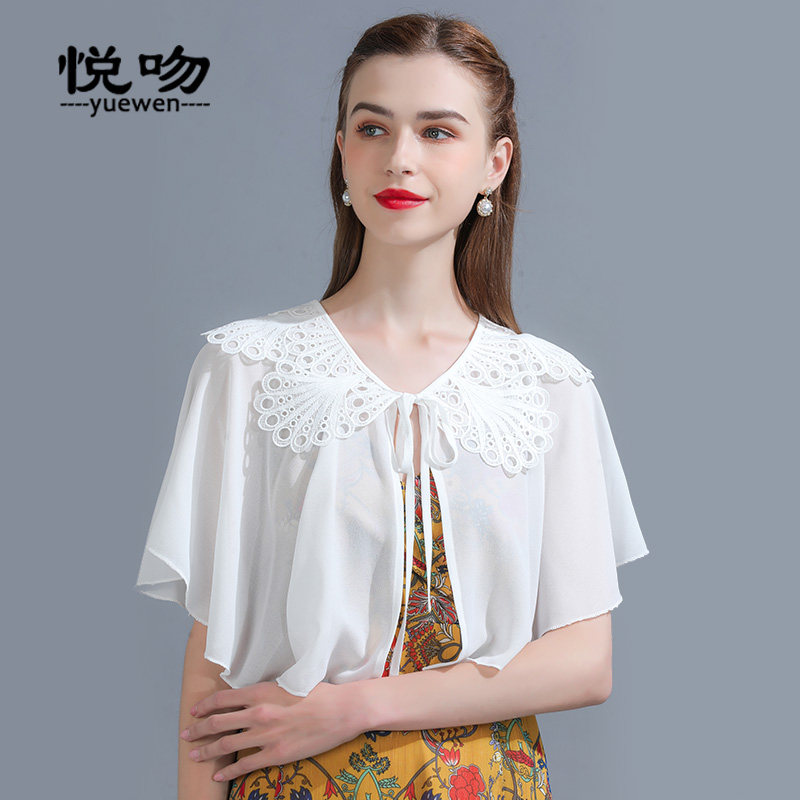 雪纺斗篷披肩夏季配裙子2023新款旗袍外搭开衫小披肩女百搭短款薄