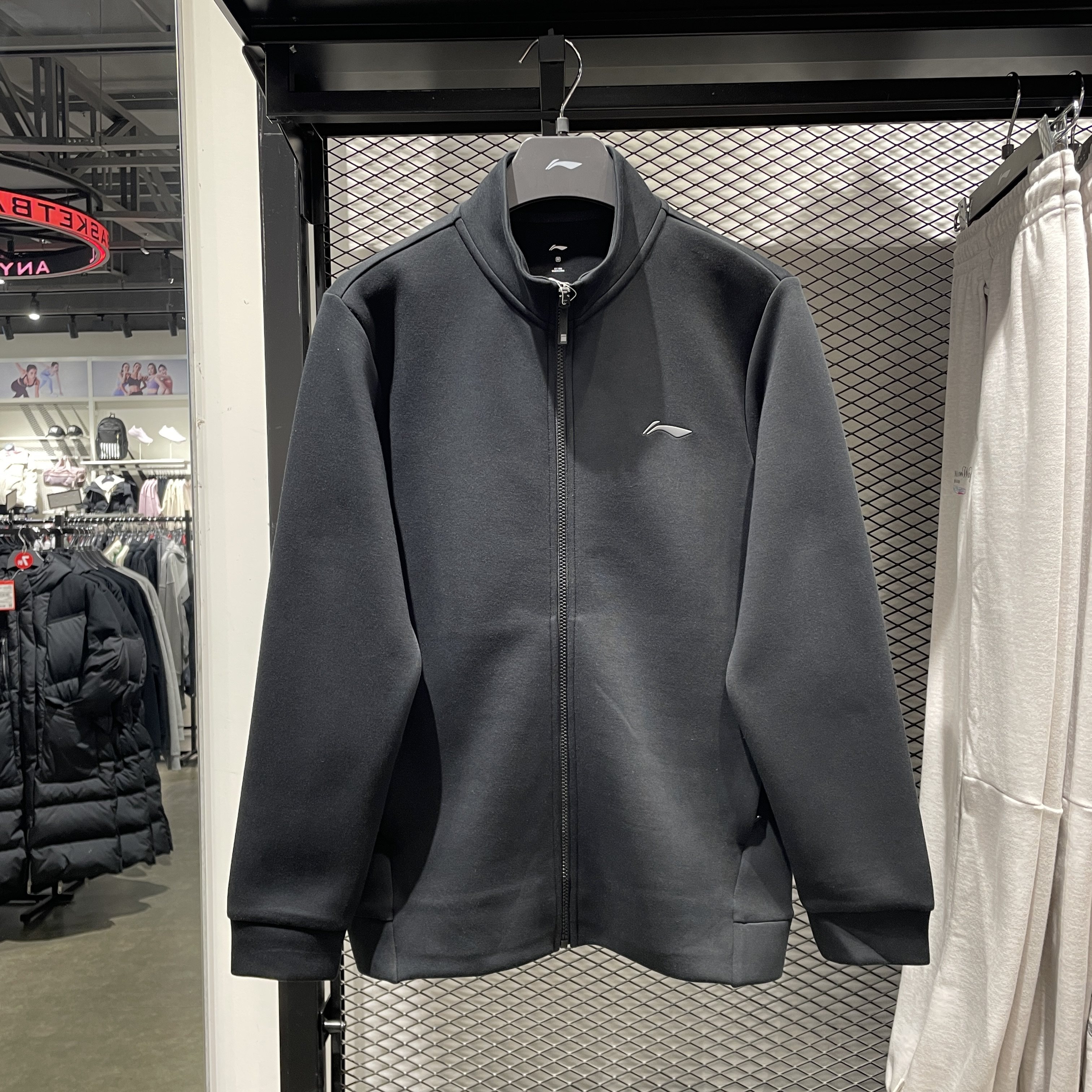 李宁健身休闲男子立领开衫外套