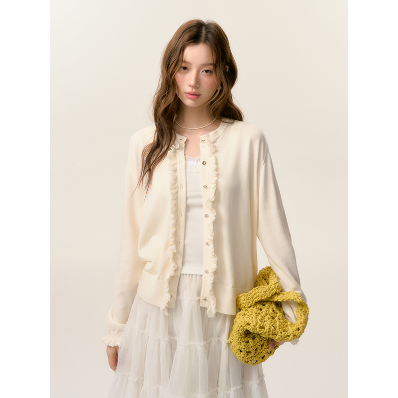 SOMESOWE荷叶边层次感针织开衫