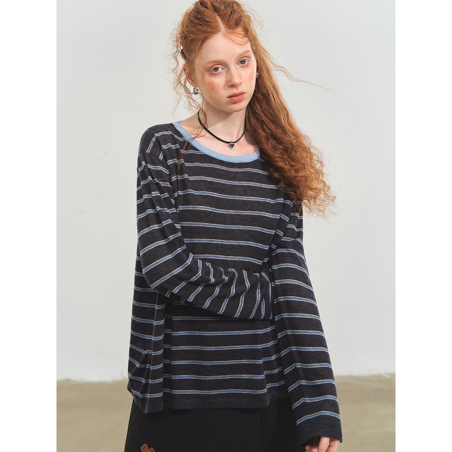 SOMESOWE 复古条纹百搭针织上衣