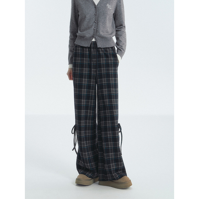 SOMESOWE慵懒风格纹长休闲裤