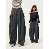 子女慵懒松弛感宽松显瘦垂感休闲直筒长裤 SOMESOWE美式 阔腿弯刀裤