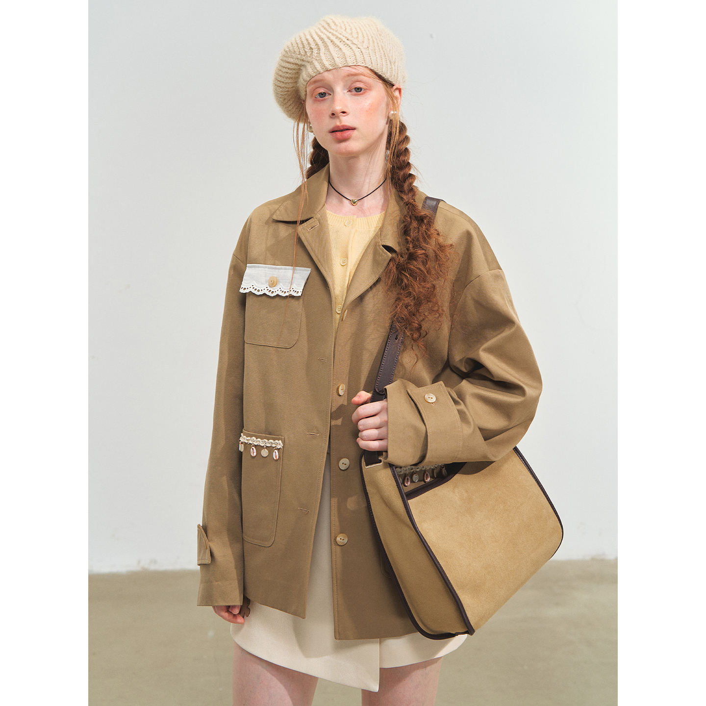 SOMESOWE 流苏落肩廓形外套