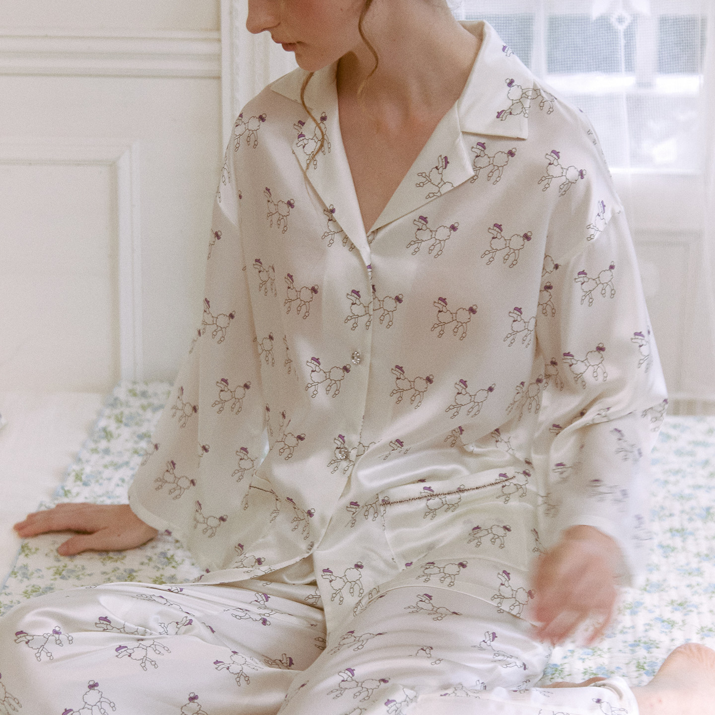 雀蜜22姆米真丝睡衣女秋冬家居服