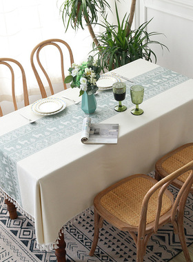 New Nordic tablecloth cotton linen Christmas table mat桌布