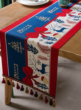 Nordic style Christmas table flag and tablecloth圣诞桌旗