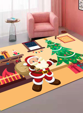 Christmas Day Floor Mat Crystal Velvet Absorbent Door Mat