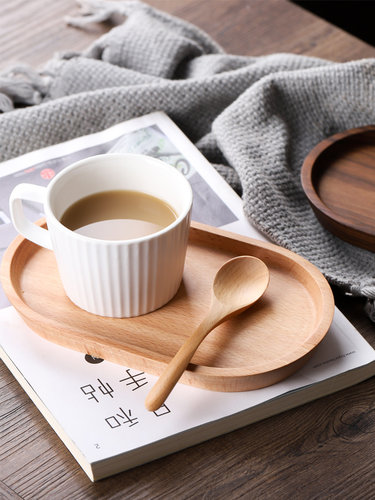 Japanese round tray solid wood dinner plate圆盘