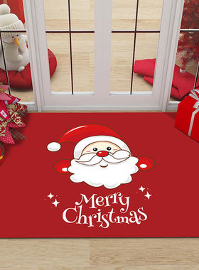 Christmas floor mat, red anti slip foot mat圣诞地垫防滑脚垫