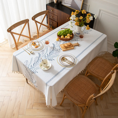 Tablecloth, cotton linen waterproof dining table cloth桌布