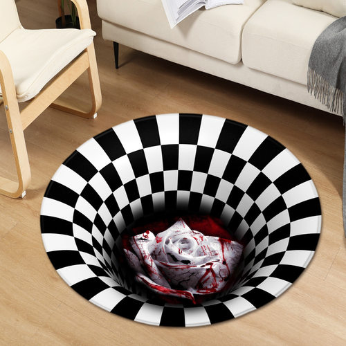 American 3D spiral crystal velvet circular carpet圆形地毯
