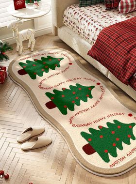 Cartoon Christmas imitation cashmere carpet圣诞节仿羊绒地毯