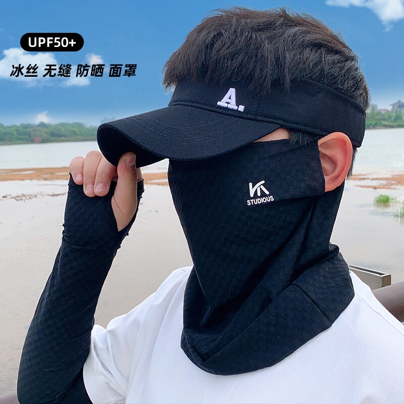 防晒面罩男夏季脸基尼骑行男士脖子遮阳面纱全脸冰丝口罩脖套钓鱼