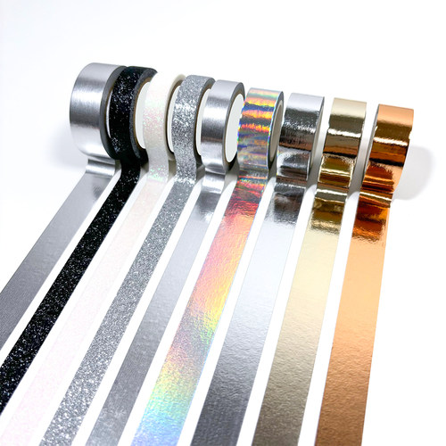 唐印文化手账和纸胶带黑白纯色沙粉金银镭射极光DIY特殊素材